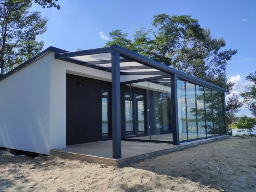 Masivní hliníková polykarbonátová pergola MB Line - antracit, PC 16 mm, čirý