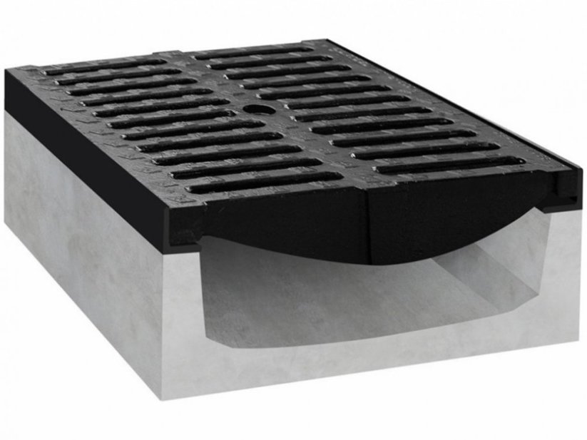Rovný betonový žlab D400 s litinovou mříží