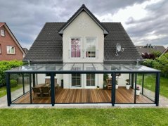 Masivní hliníková skleněná pergola MB Line - antracit, Glass 9 mm, čiré