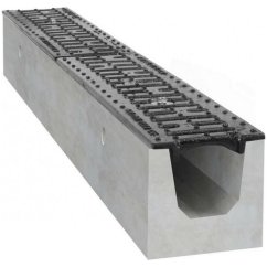 Rovný betonový žlab B125 s litinovou mříží