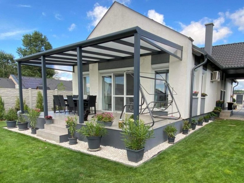 Masivní hliníková polykarbonátová pergola MB Line - antracit, PC 16 mm, čirý