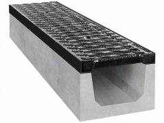 Rovný betonový žlab D400 s litinovou mříží