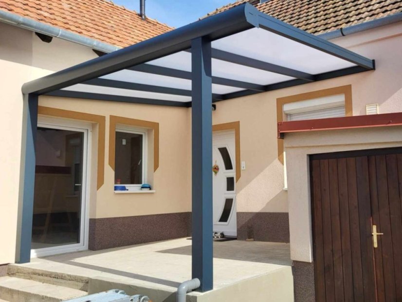 Masivní hliníková polykarbonátová pergola MB Line - antracit, PC 16 mm, čirý