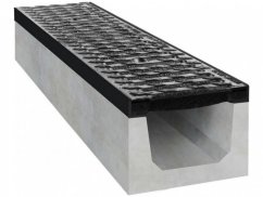 Rovný betonový žlab B125 s litinovou mříží