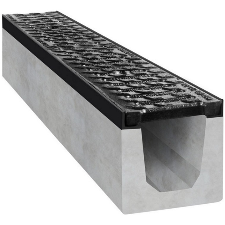 Rovný betonový žlab D400 s litinovou mříží