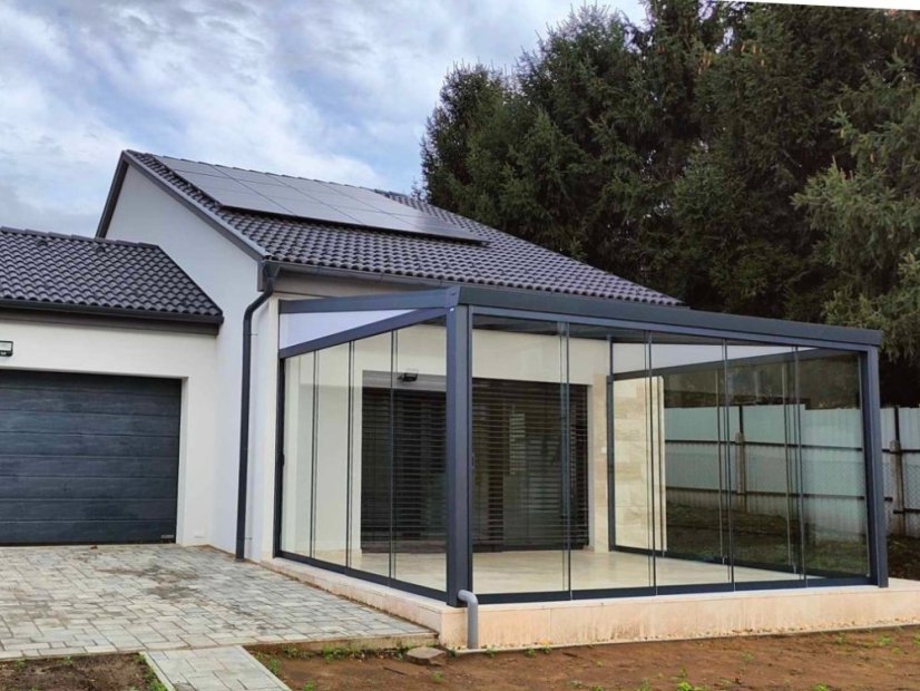 Masivní hliníková polykarbonátová pergola MB Line - antracit, PC 16 mm, čirý