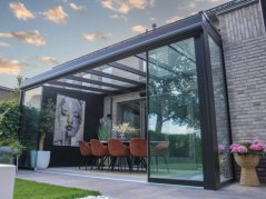 Masivní hliníková skleněná pergola MB Line - antracit, Glass 9 mm, čiré