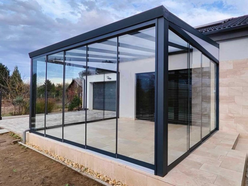 Masivní hliníková polykarbonátová pergola MB Line - antracit, PC 16 mm, čirý